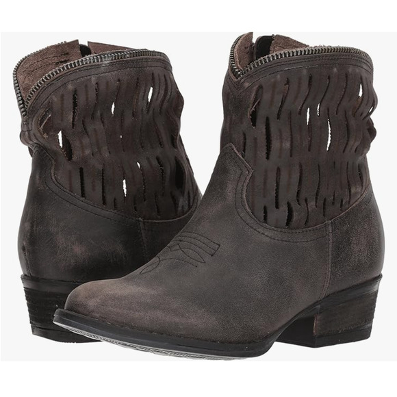 Very Volatile Desoto Western Boots 8.5 Brown NWT Leather Ankle Booties Heel Boho - Picture 2 of 11